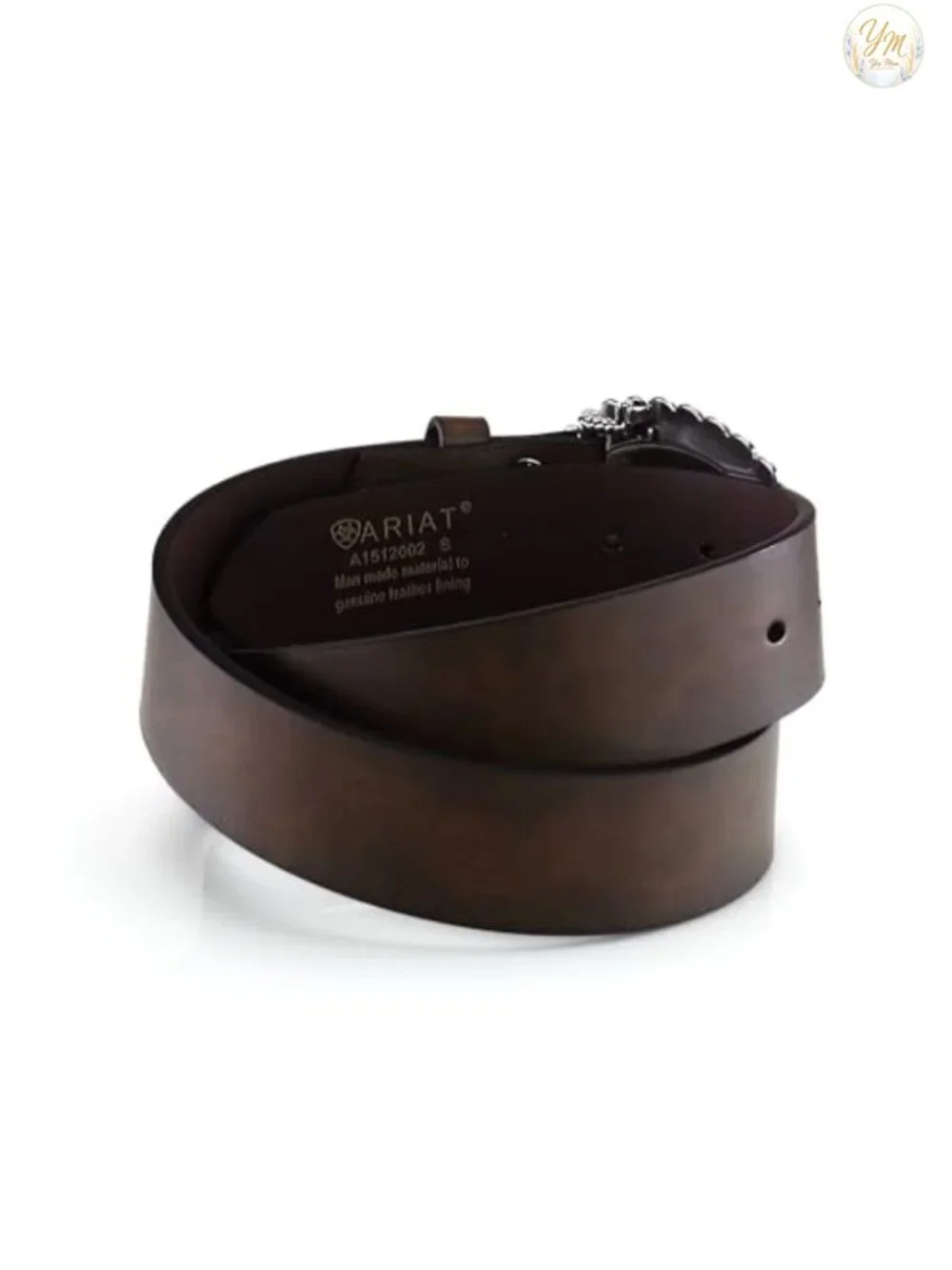 Leather Belt with Oval Concho Buckle Turquoise Stone
